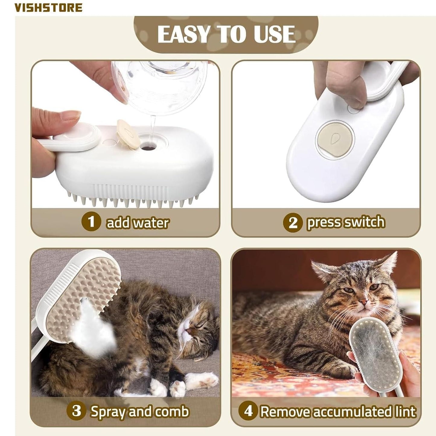QuirkyPick™ 🌟 2-in-1 Pet Brush – Steam Mist Grooming Tool
