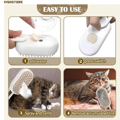QuirkyPick™ 🌟 2-in-1 Pet Brush – Steam Mist Grooming Tool