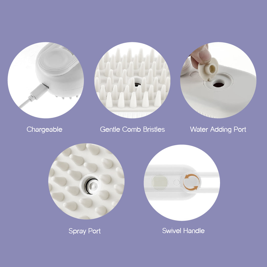 QuirkyPick™ 🌟 2-in-1 Pet Brush – Steam Mist Grooming Tool